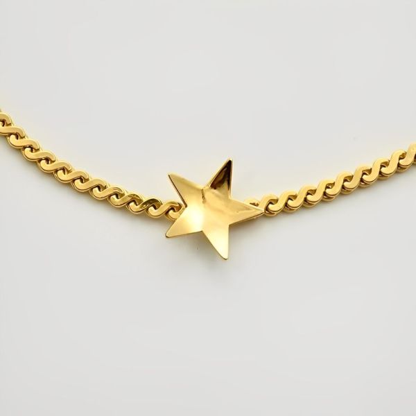 Gold Plated Serpentine Necklace with Gold Star circa 1980s